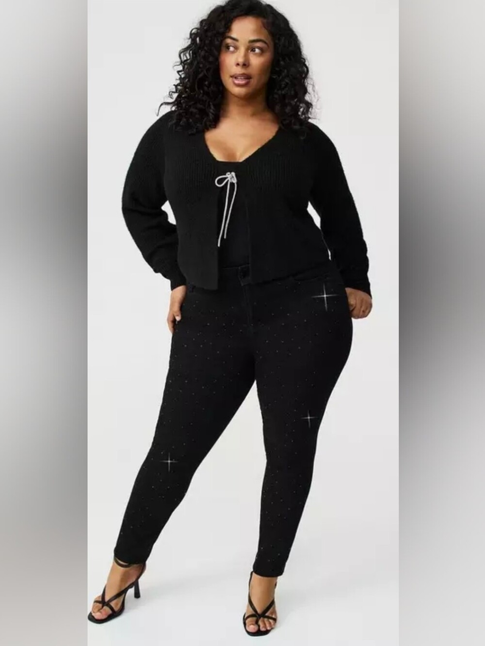 18 Bombshell High-Rise Skinny Jean black sparkle stud Ebellishments (NWT)
